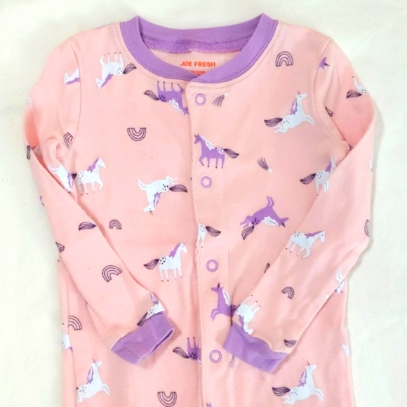 joe fresh unicorn cotton snap footie sleeper pajamas 18-24 months baby girl - Picture 3 of 6